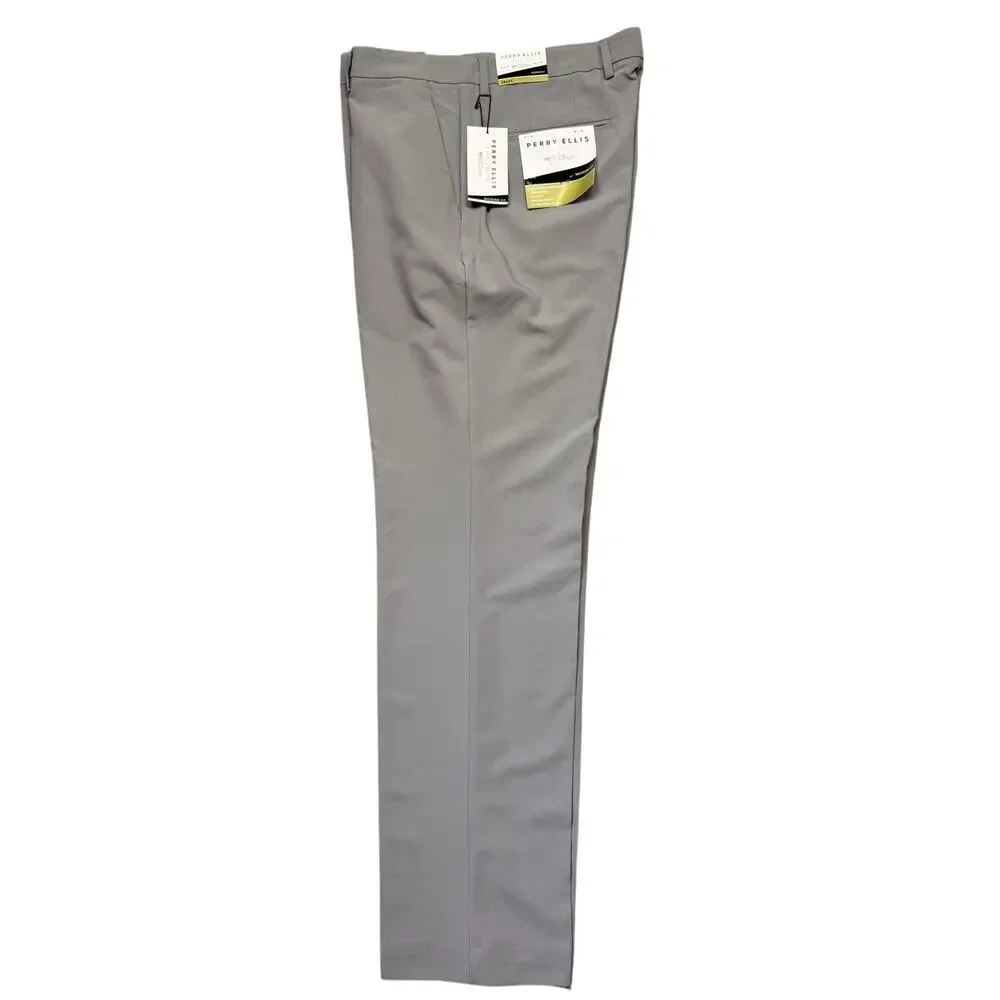 Perry Ellis Portfolio Men's Modern-Fit Stretch Pants Chiseled Stone 36x34 $95